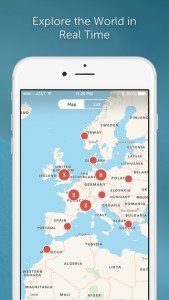 Periscope app iPhone screenshot Euro Map Norway Poland Ireland Spain Morocco Greece