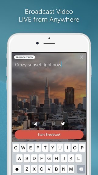 Periscope app iPhone screenshot San Francisco Sunset Transamerica Pyramid building in background